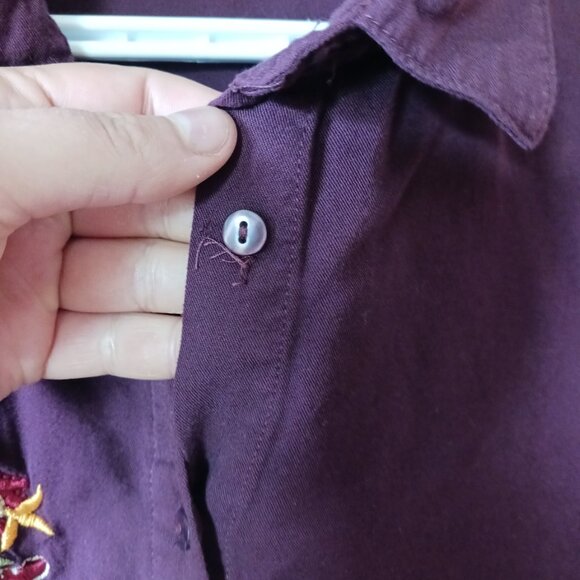 Purple/Maroon Embroidered shirt dress - Picture 5 of 8